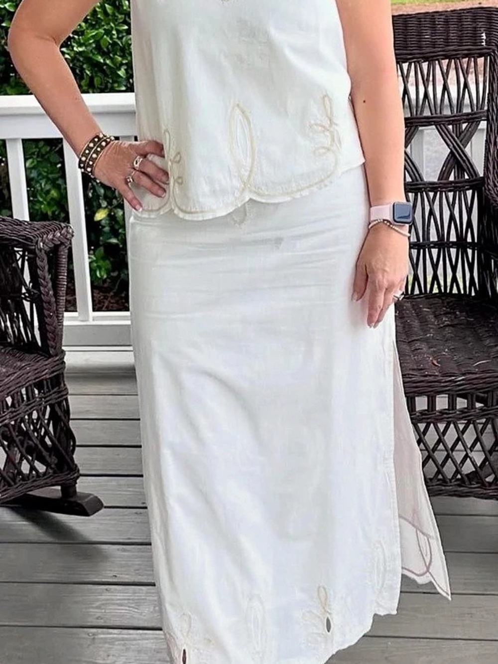 Anna Cate Embroidered Maxi Skirt - White